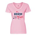 thumbnail image 1 of Inktastic 4th of July Boom Y'all with Red White and Blue Stars Women's V-Neck T-Shirt, 1 of 5