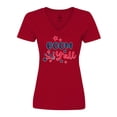 thumbnail image 1 of Inktastic 4th of July Boom Y'all with Red White and Blue Stars Women's V-Neck T-Shirt, 1 of 5