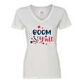 thumbnail image 1 of Inktastic 4th of July Boom Y'all with Red White and Blue Stars Women's V-Neck T-Shirt, 1 of 5