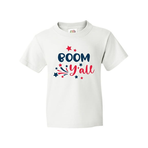 Inktastic 4th of July Boom Y'all with Red White and Blue Stars Youth T-Shirt