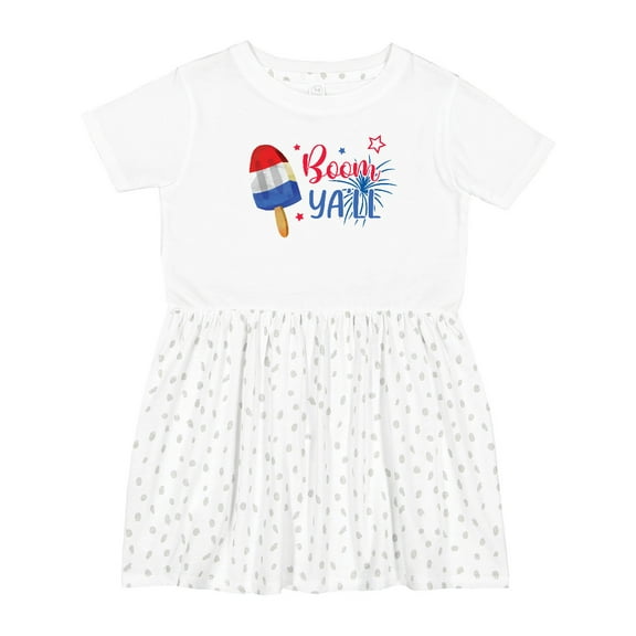 Inktastic 4th of July Boom Ya'll Popsicle and Firework Design Girls Toddler Dress