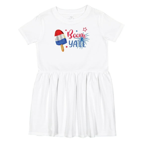 Inktastic 4th of July Boom Ya'll Popsicle and Firework Design Girls Toddler Dress
