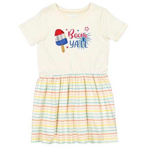 Inktastic 4th of July Boom Ya'll Popsicle and Firework Design Girls Toddler Dress