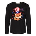 thumbnail image 1 of Inktastic 4th of July Cute Fox with Blue and Red Fireworks Long Sleeve T-Shirt, 1 of 5