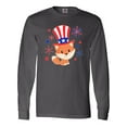 thumbnail image 1 of Inktastic 4th of July Cute Fox with Blue and Red Fireworks Long Sleeve T-Shirt, 1 of 5