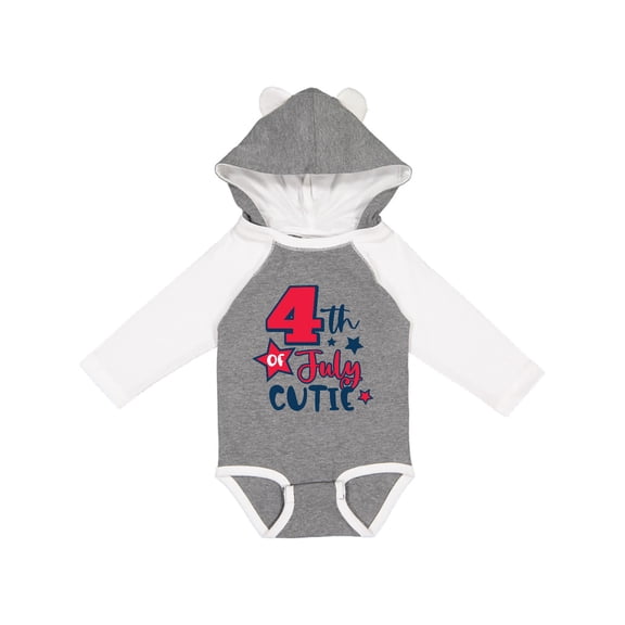 Inktastic 4th of July Cutie with Stars Boys or Girls Long Sleeve Baby Bodysuit
