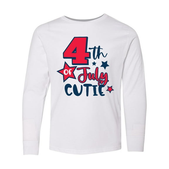 Inktastic 4th of July Cutie with Stars Long Sleeve Youth T-Shirt