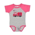thumbnail image 1 of Inktastic 4th of July Firetruck with Red and Blue Stars Boys or Girls Baby Bodysuit, 1 of 5