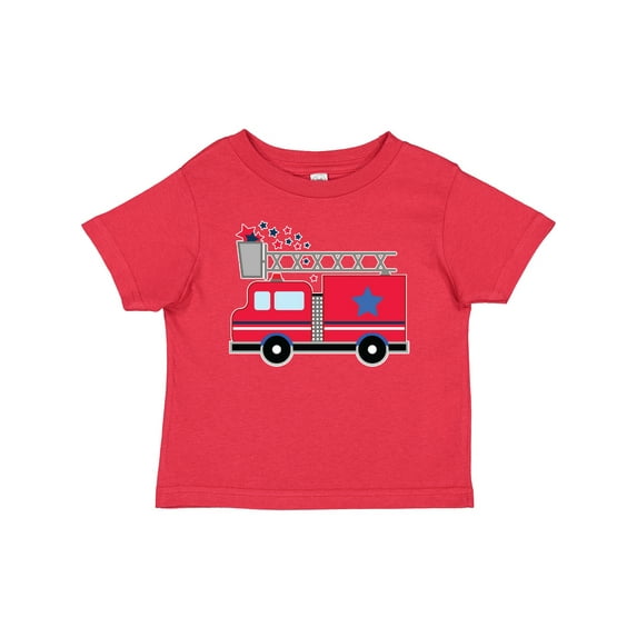 Inktastic 4th of July Firetruck with Red and Blue Stars Boys or Girls Baby T-Shirt