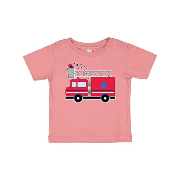 Inktastic 4th of July Firetruck with Red and Blue Stars Boys or Girls Baby T-Shirt