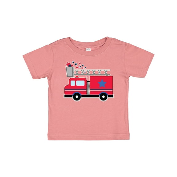 Inktastic 4th of July Firetruck with Red and Blue Stars Boys or Girls Baby T-Shirt