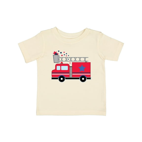 Inktastic 4th of July Firetruck with Red and Blue Stars Boys or Girls Baby T-Shirt
