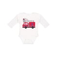 thumbnail image 1 of Inktastic 4th of July Firetruck with Red and Blue Stars Boys or Girls Long Sleeve Baby Bodysuit, 1 of 5