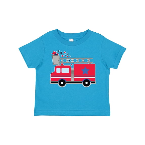 Inktastic 4th of July Firetruck with Red and Blue Stars Boys or Girls Toddler T-Shirt