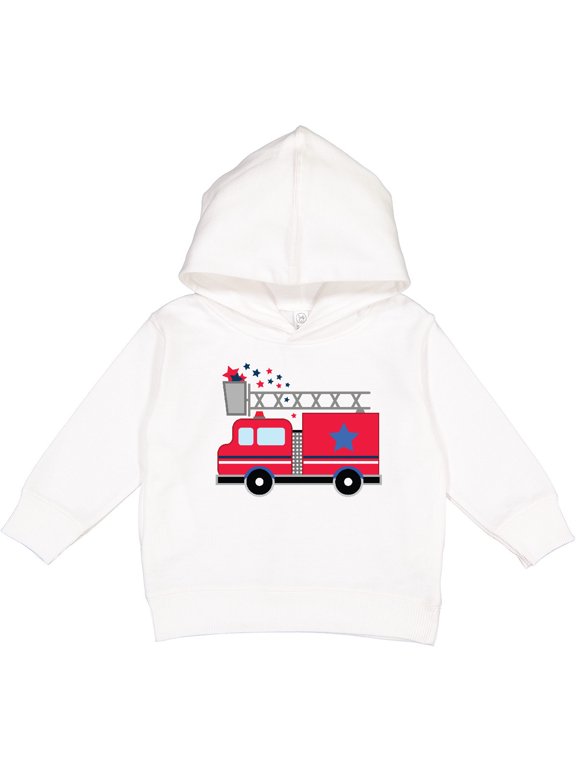 4th of July Firetruck with Red and Blue Stars Toddler Hoodie