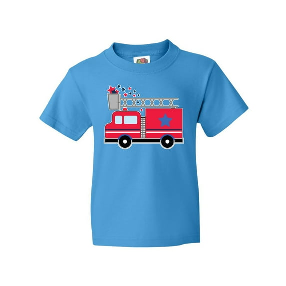 Inktastic 4th of July Firetruck with Red and Blue Stars Youth T-Shirt