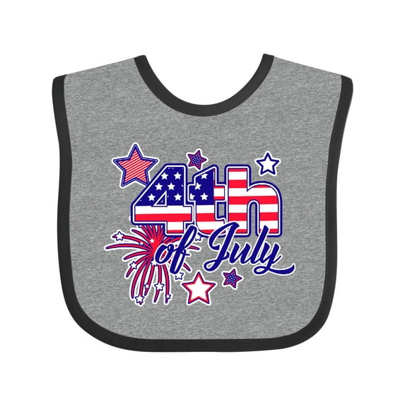 Inktastic 4th of July Fireworks Stars and American Flag Boys or Girls Baby Bib