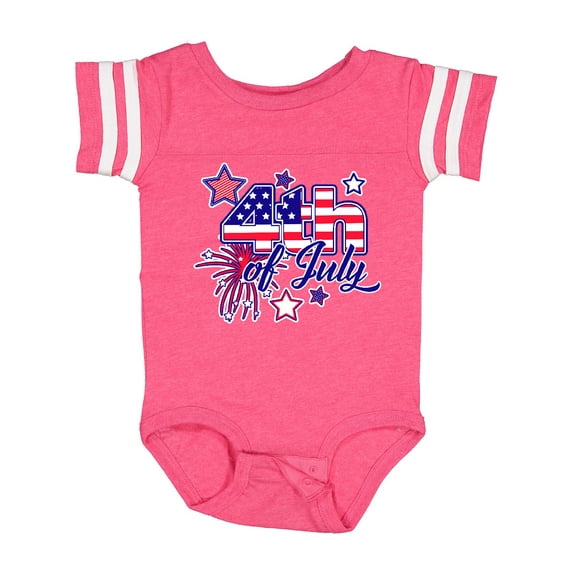Inktastic 4th of July Fireworks Stars and American Flag Boys or Girls Baby Bodysuit