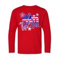thumbnail image 1 of Inktastic 4th of July Fireworks Stars and American Flag Long Sleeve Youth T-Shirt, 1 of 5