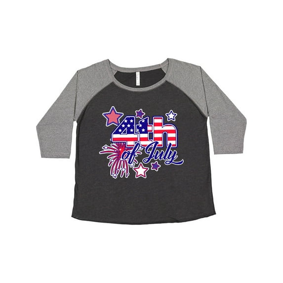 Inktastic 4th of July Fireworks Stars and American Flag Women's Plus Size T-Shirt