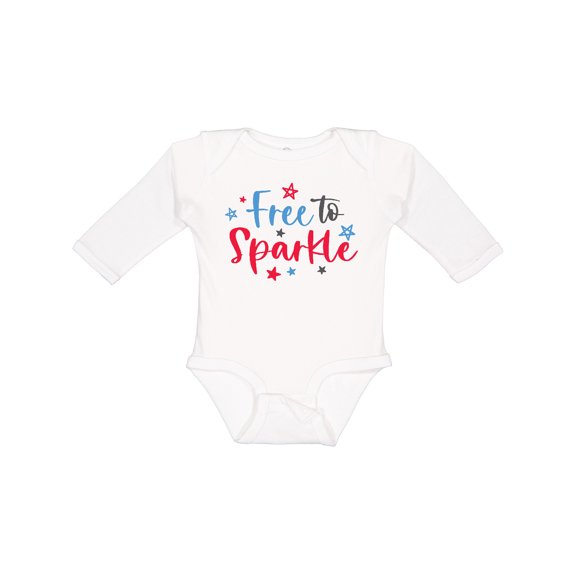 Inktastic 4th of July Free to Sparkle in Red White and Blue Boys or Girls Long Sleeve Baby Bodysuit