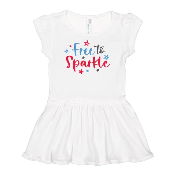 Inktastic 4th of July Free to Sparkle in Red White and Blue Girls Baby Dress