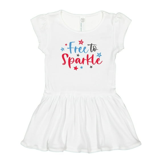 Inktastic 4th of July Free to Sparkle in Red White and Blue Girls Toddler Dress