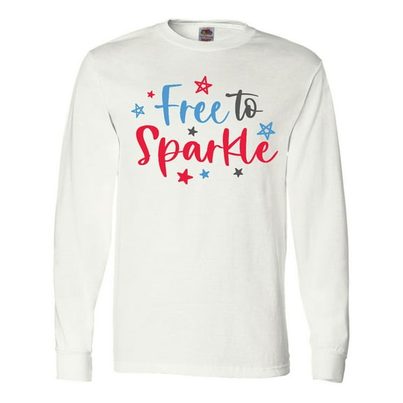 Inktastic 4th of July Free to Sparkle in Red White and Blue Long Sleeve T-Shirt
