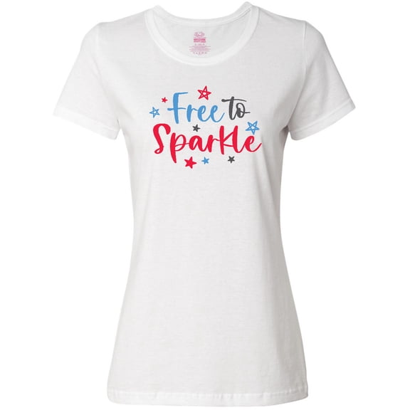 Inktastic 4th of July Free to Sparkle in Red White and Blue Women's T-Shirt