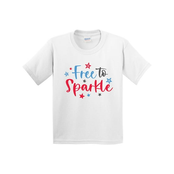 Inktastic 4th of July Free to Sparkle in Red White and Blue Youth T-Shirt