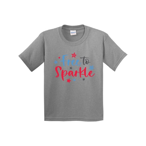 Inktastic 4th of July Free to Sparkle in Red White and Blue Youth T-Shirt