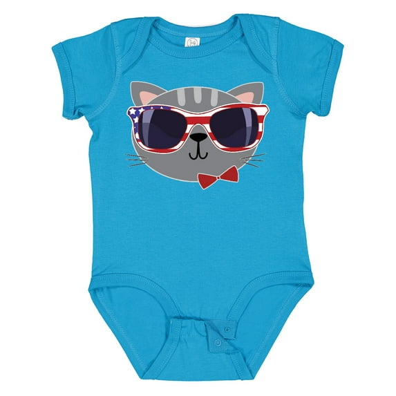 Inktastic 4th of July Girl Patriotic Cat Boys or Girls Baby Bodysuit