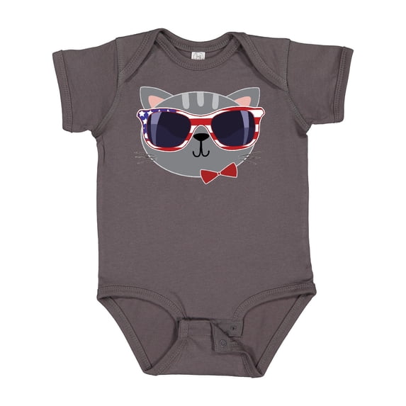 Inktastic 4th of July Girl Patriotic Cat Boys or Girls Baby Bodysuit
