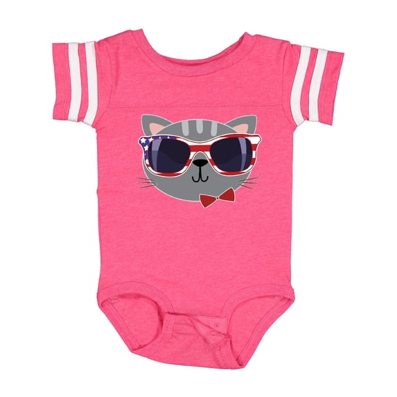 Inktastic 4th of July Girl Patriotic Cat Boys or Girls Baby Bodysuit