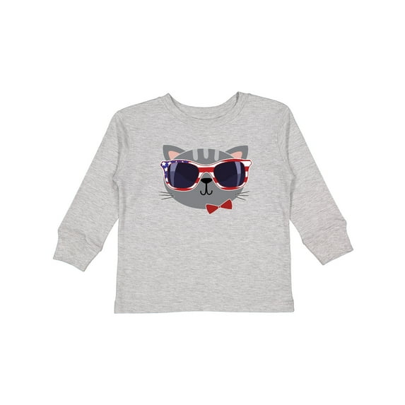 Inktastic 4th of July Girl Patriotic Cat Boys or Girls Long Sleeve Toddler T-Shirt