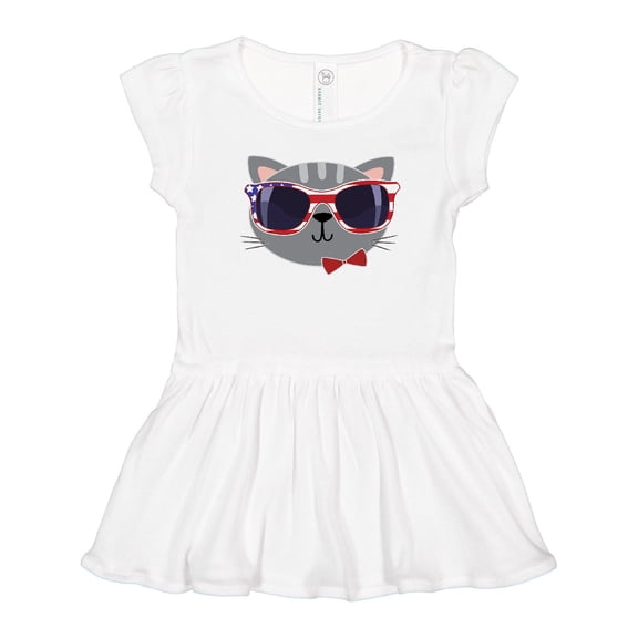 Inktastic 4th of July Girl Patriotic Cat Girls Toddler Dress
