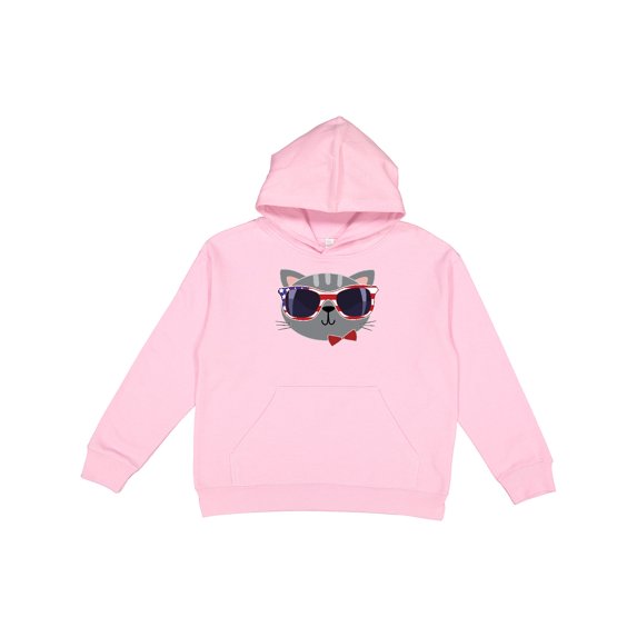 Inktastic 4th of July Girl Patriotic Cat Youth Hoodie Sweatshirt