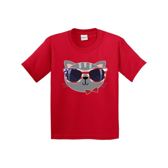 Inktastic 4th of July Girl Patriotic Cat Youth T-Shirt
