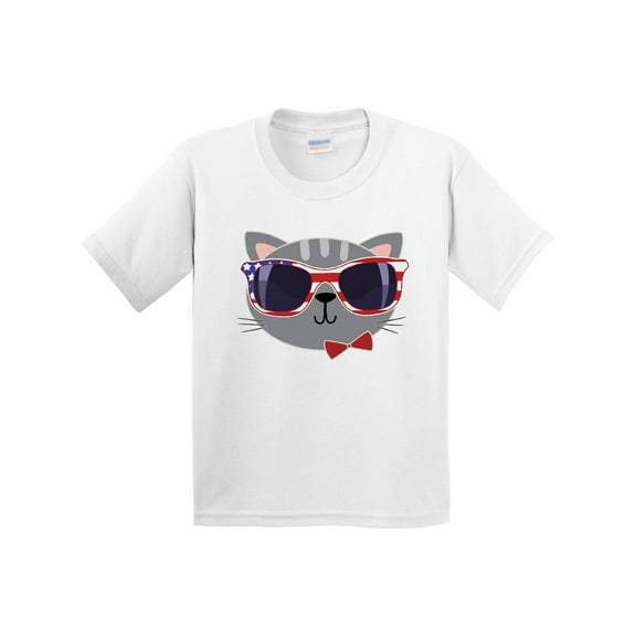 Inktastic 4th of July Girl Patriotic Cat Youth T-Shirt