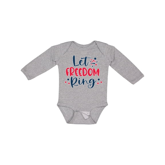 Inktastic 4th of July Let Freedom Ring with Stars Boys or Girls Long Sleeve Baby Bodysuit
