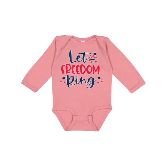 Inktastic 4th of July Let Freedom Ring with Stars Boys or Girls Long Sleeve Baby Bodysuit