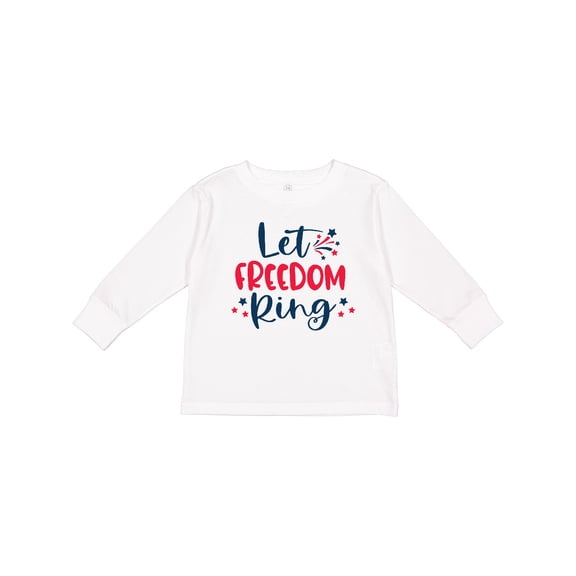 Inktastic 4th of July Let Freedom Ring with Stars Boys or Girls Long Sleeve Toddler T-Shirt