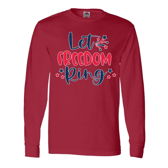Inktastic 4th of July Let Freedom Ring with Stars Long Sleeve T-Shirt