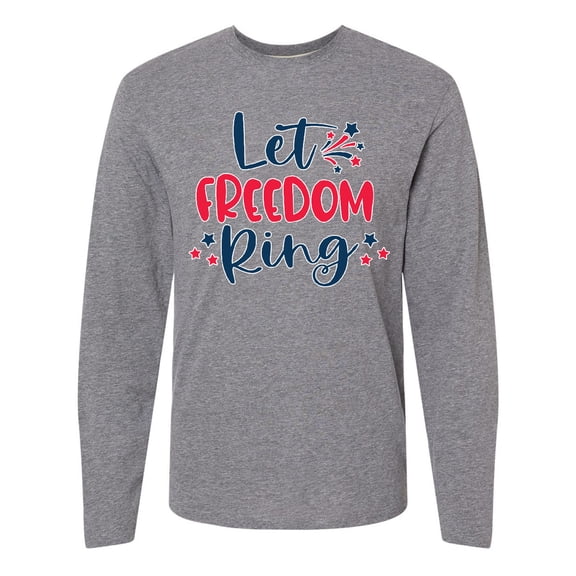 Inktastic 4th of July Let Freedom Ring with Stars Long Sleeve T-Shirt