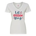 thumbnail image 1 of Inktastic 4th of July Let Freedom Ring with Stars Women's V-Neck T-Shirt, 1 of 5