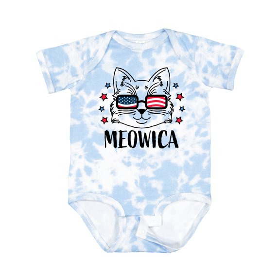 Inktastic 4th of July Meowica Cat in Flag Sunglasses Boys or Girls Baby Bodysuit