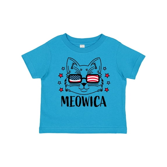 Inktastic 4th of July Meowica Cat in Flag Sunglasses Boys or Girls Toddler T-Shirt