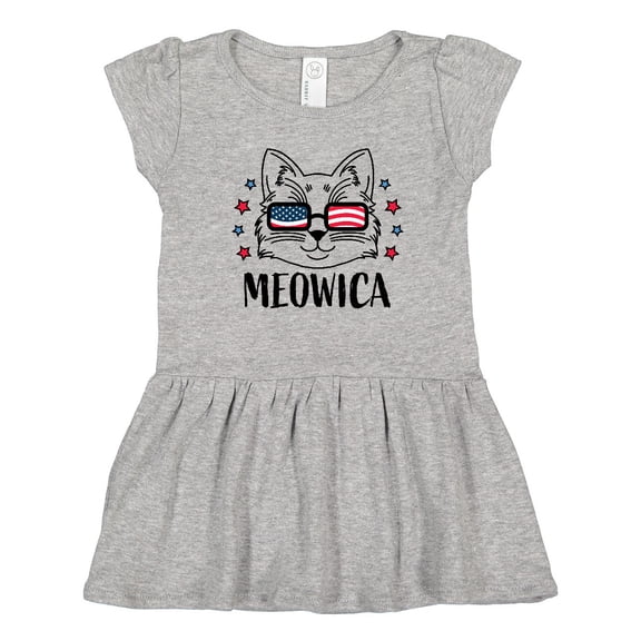 Inktastic 4th of July Meowica Cat in Flag Sunglasses Girls Toddler Dress