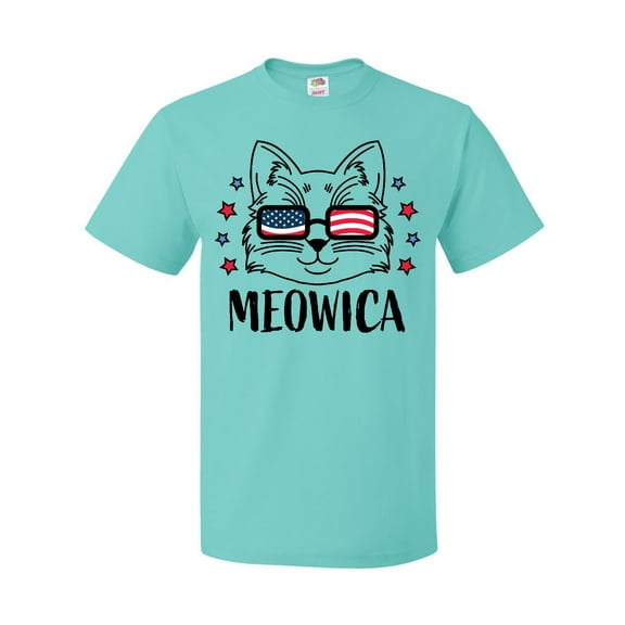 Inktastic 4th of July Meowica Cat in Flag Sunglasses T-Shirt