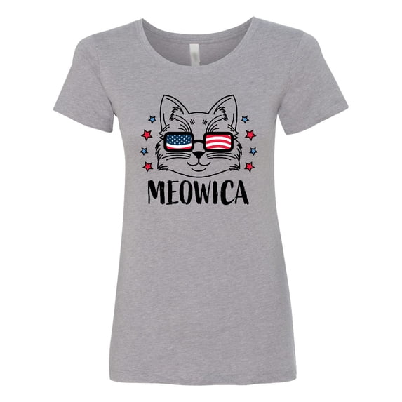 Inktastic 4th of July Meowica Cat in Flag Sunglasses Women's T-Shirt